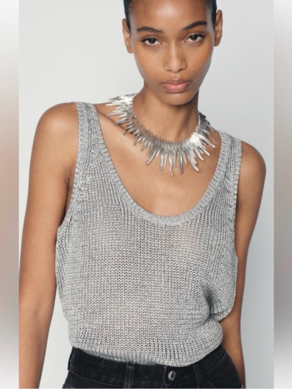 In Search for ZARA metallic simple tank/ top size Medium.